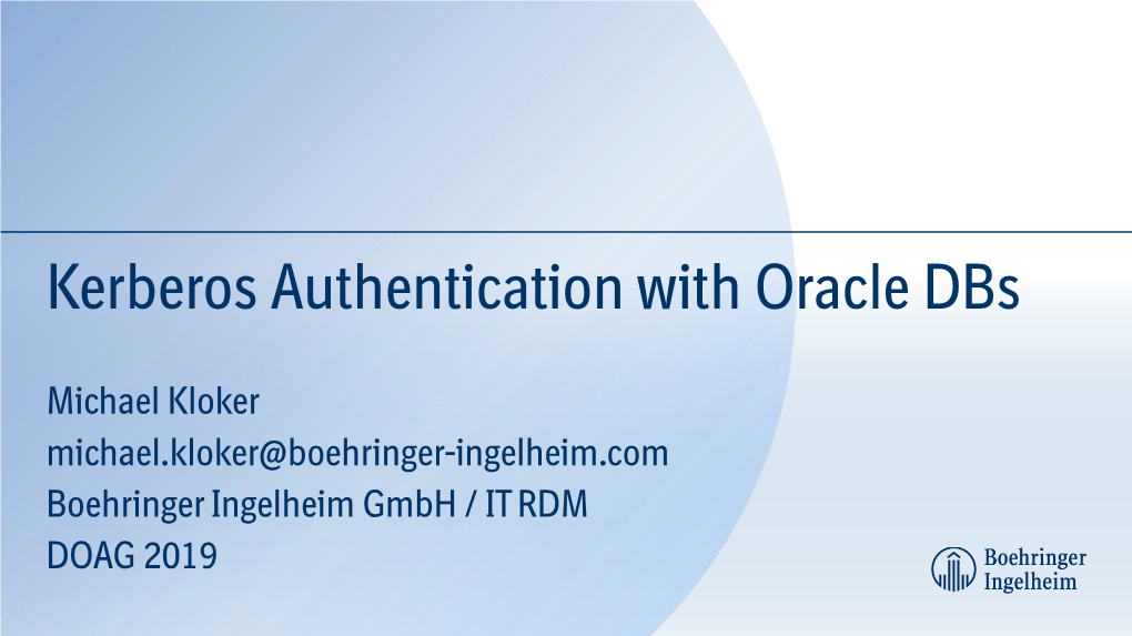 Kerberos Authentication with Oracle Dbs
