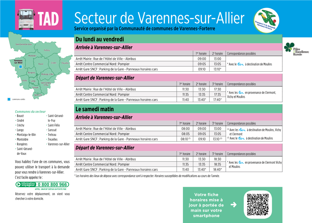 Secteur De Varennes-Sur-Allier Service Organisé Par La Communauté De Communes De Varennes-Forterre Du Lundi Au Vendredi Saint Gérand De Vaux