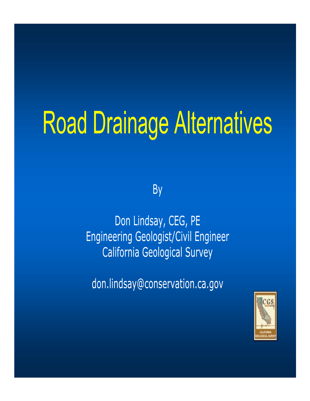 Road Drainage Alternatives