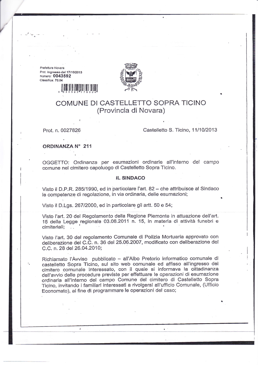 COMUNE DI CASTELLETTO SOPRA TICINO (Provincia Di Novara)