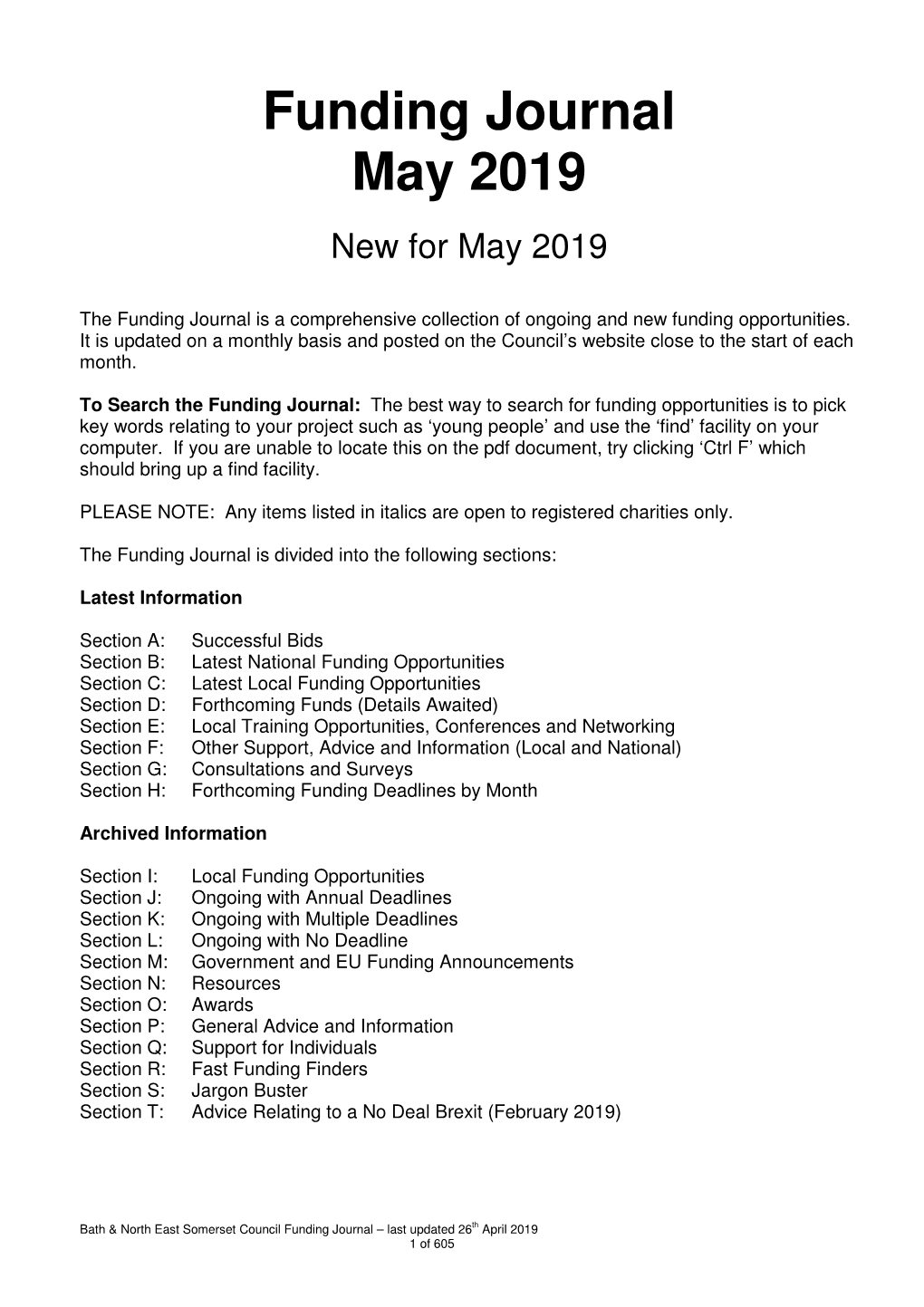 Funding Journal May 2019