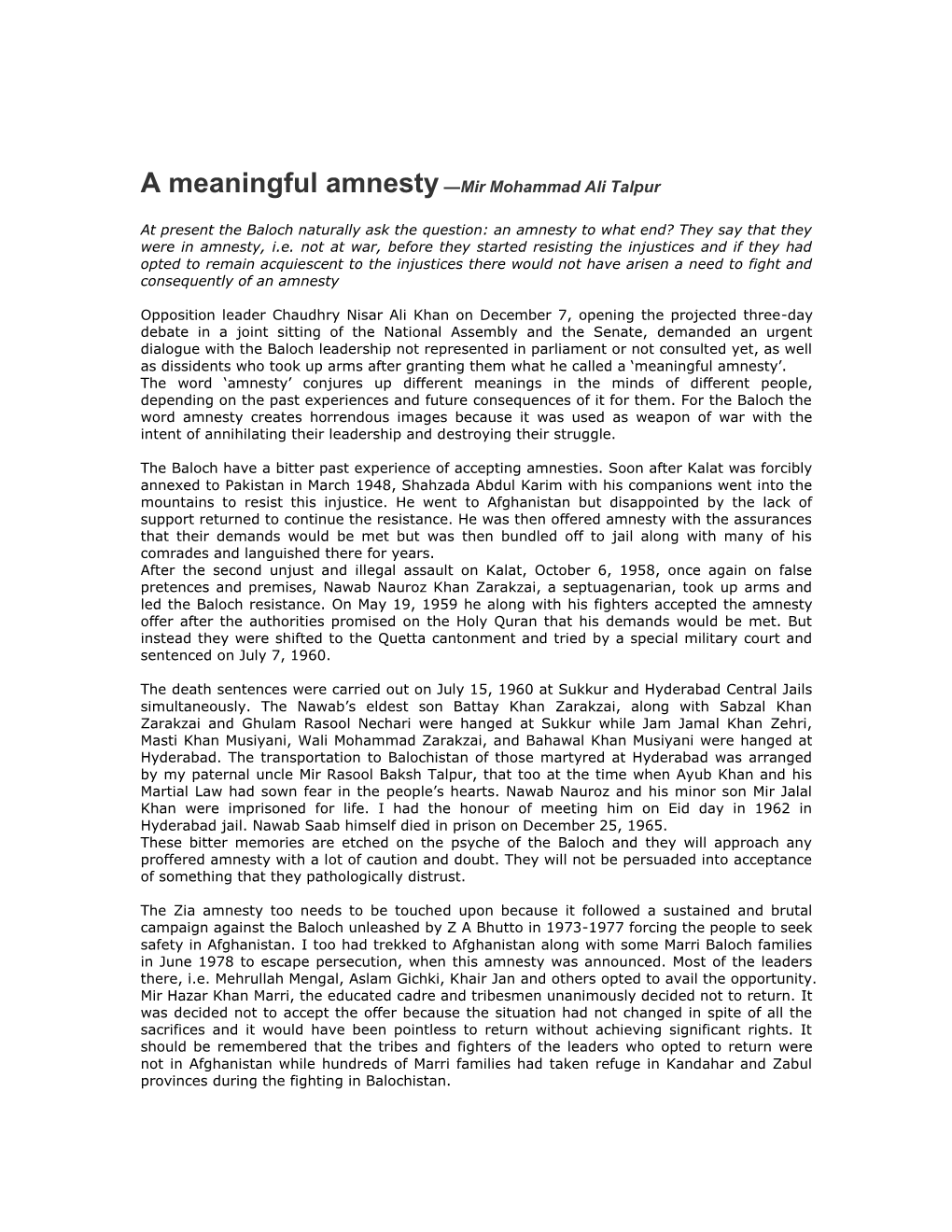 A Meaningful Amnesty —Mir Mohammad Ali Talpur