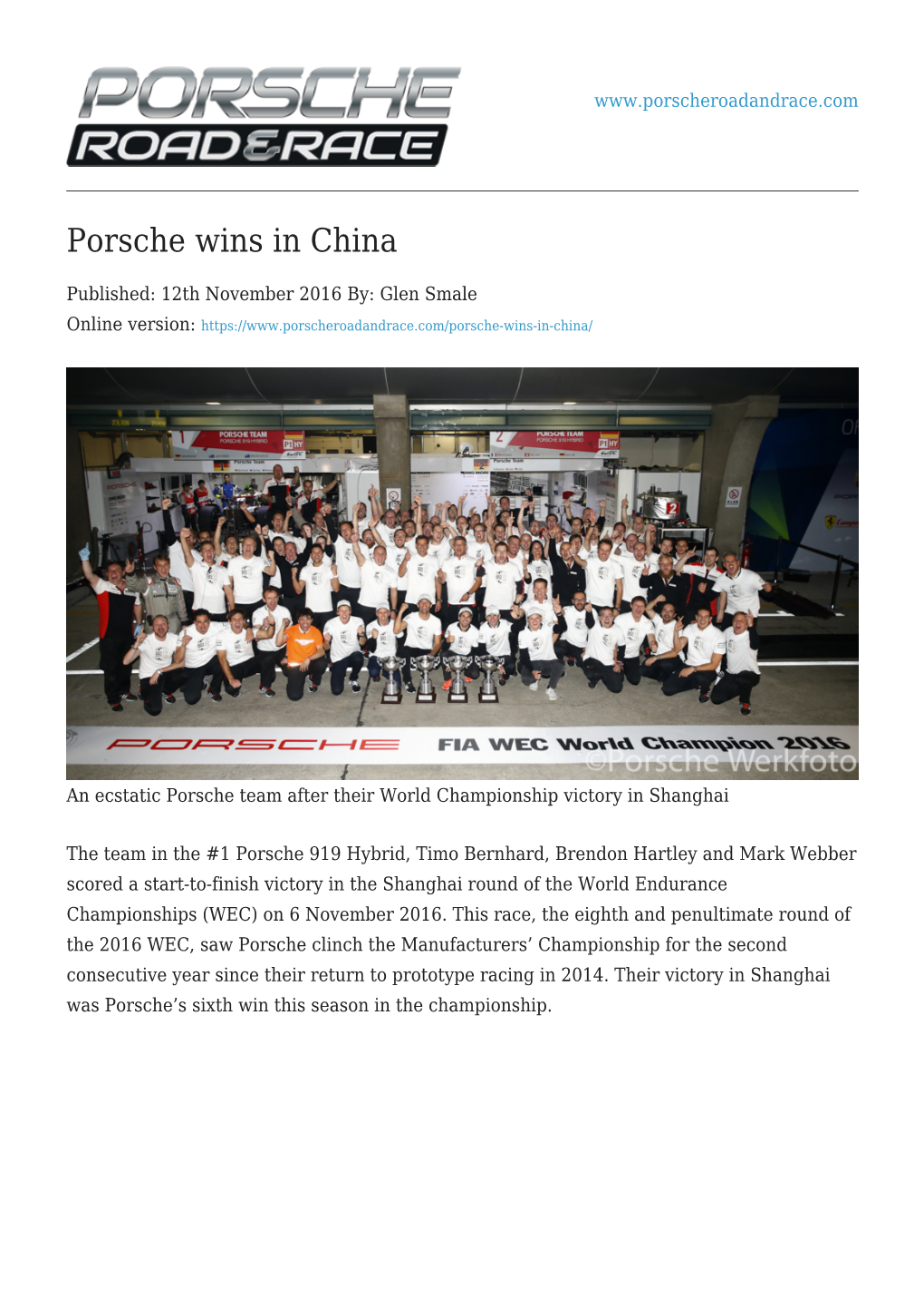 Porsche Wins in China