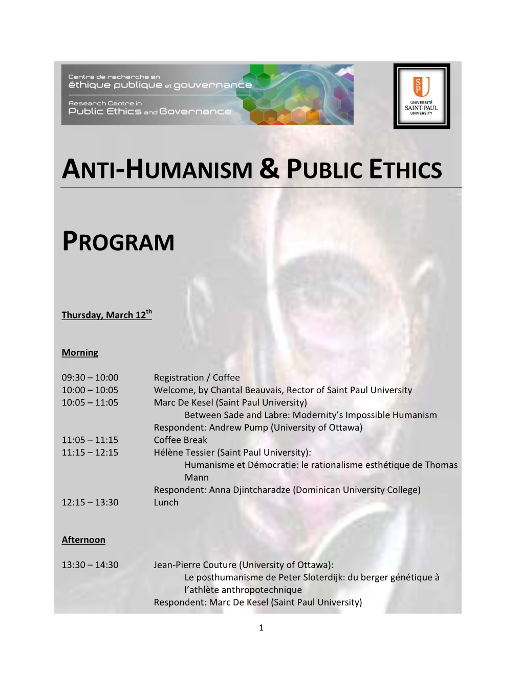 Anti-Humanism &Public Ethics Program