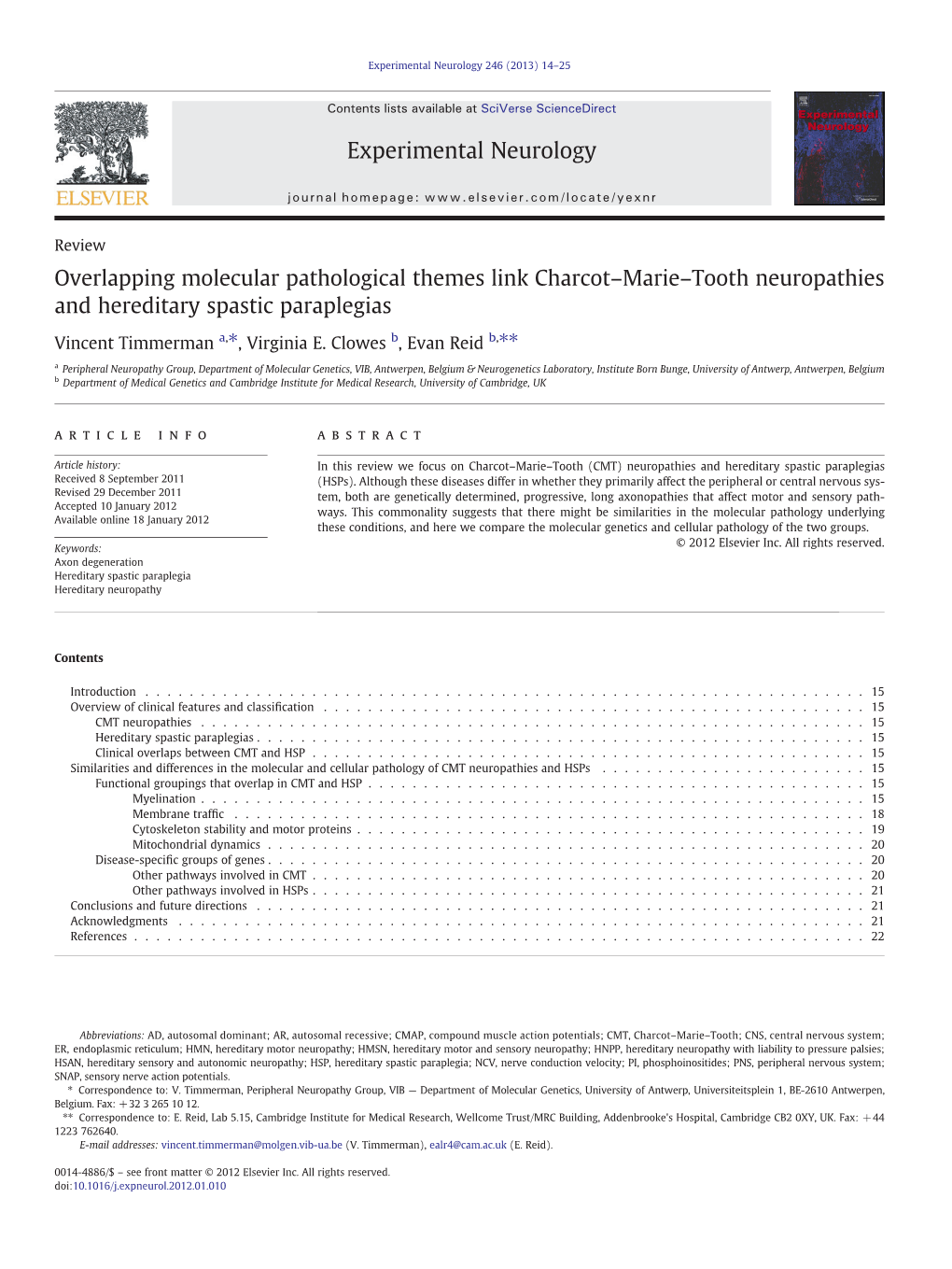 Overlapping Molecular Pathological Themes Link Charcot–Marie–Tooth Neuropathies and Hereditary Spastic Paraplegias