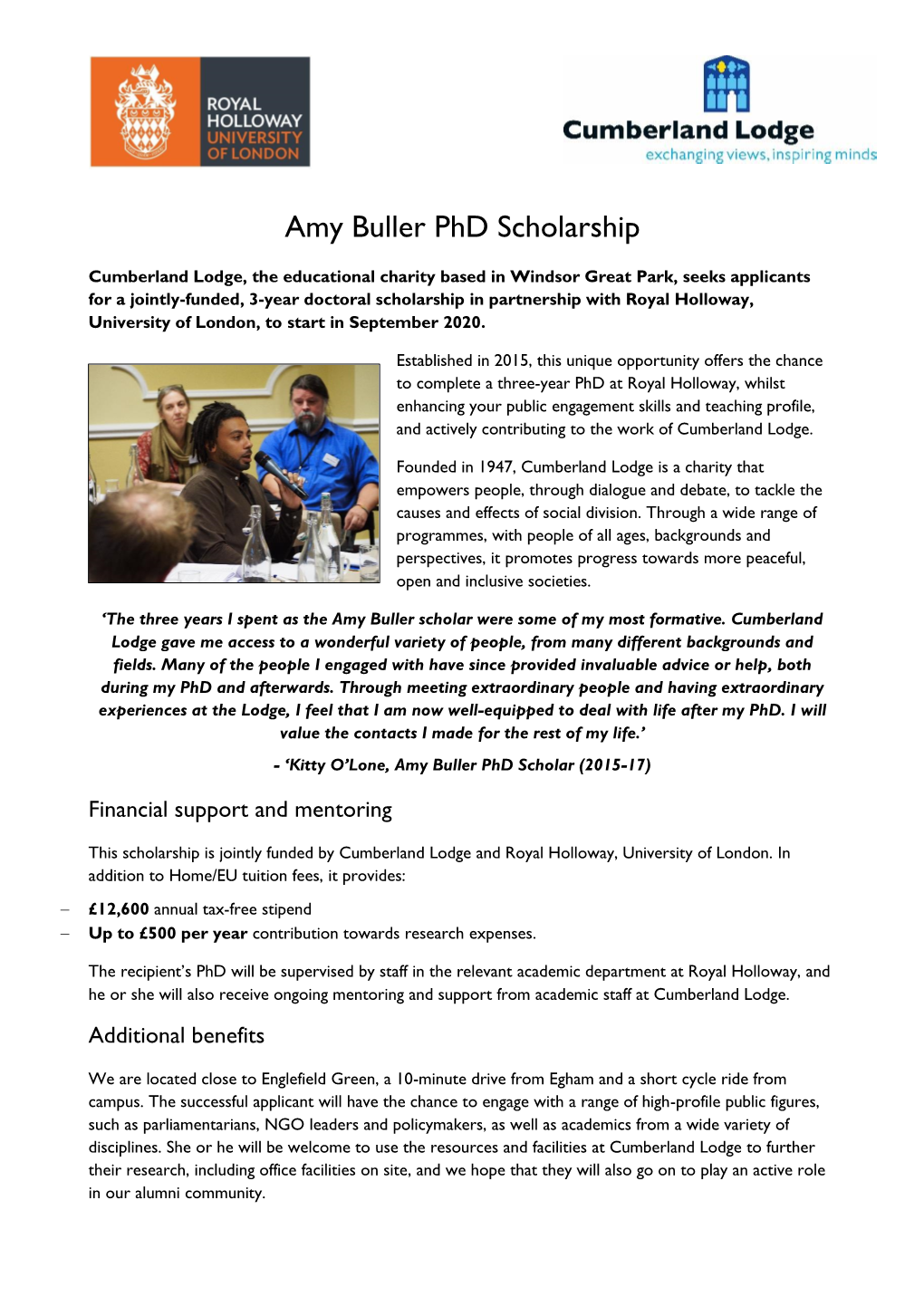 Amy Buller Phd Scholarship