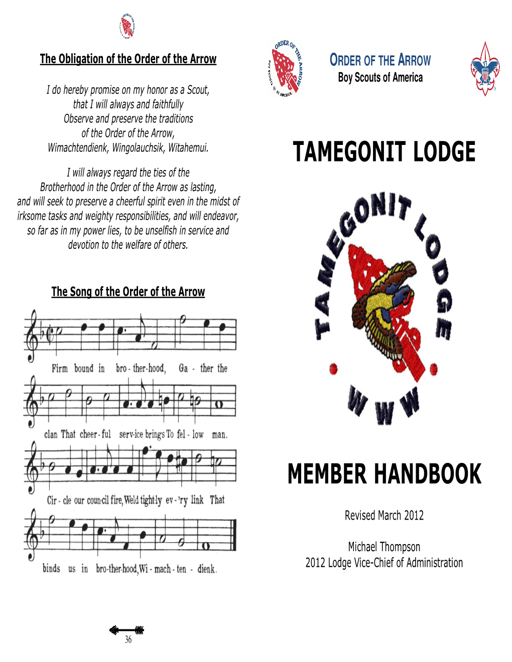 Tamegonit Lodge Handbook Pamphlet