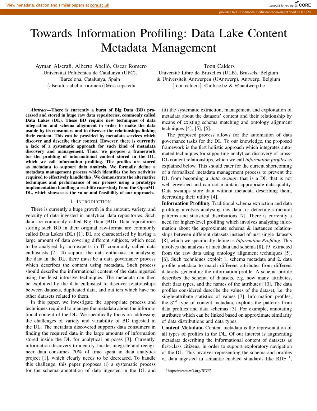 Data Lake Content Metadata Management