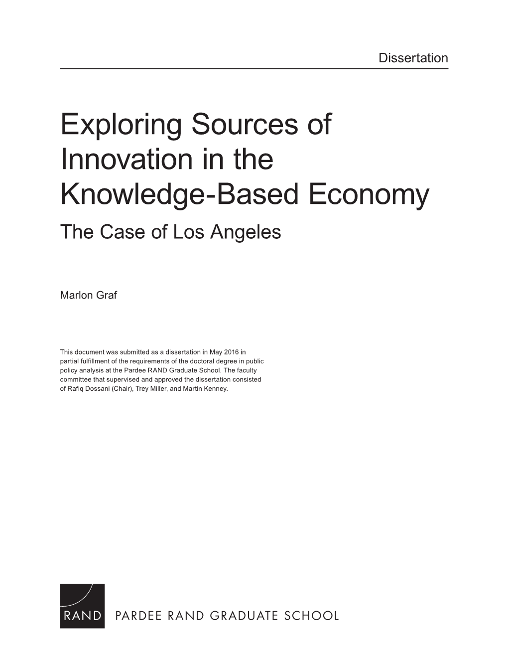 Exploring Sources of Innovation in the Knowledge-Based Economy the Case of Los Angeles