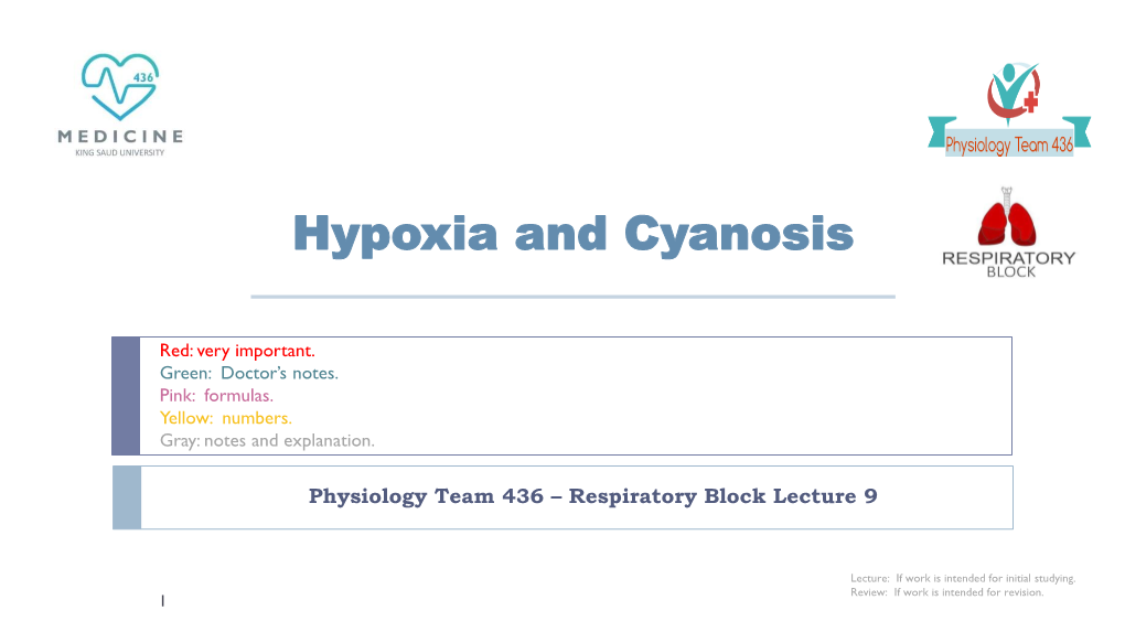 Hypoxia and Cyanosis