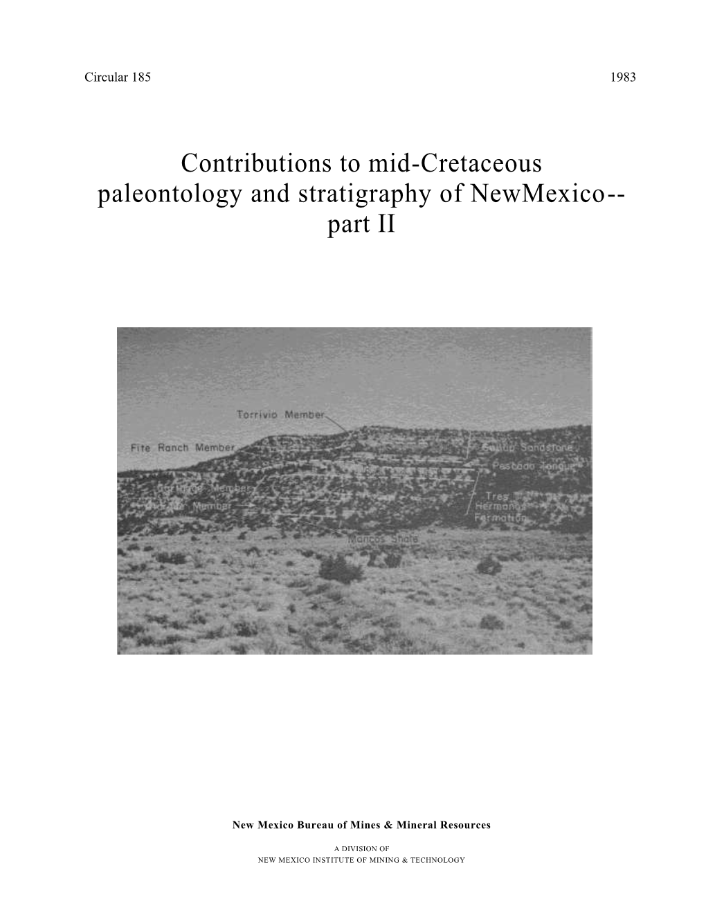 Contributions to Mid-Cretaceous Paleontology and Stratigraphy of Newmexico-- Part II