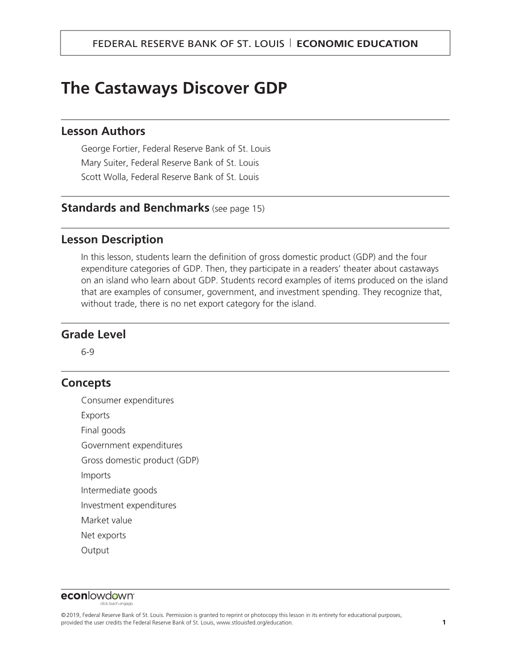 The Castaways Discover GDP