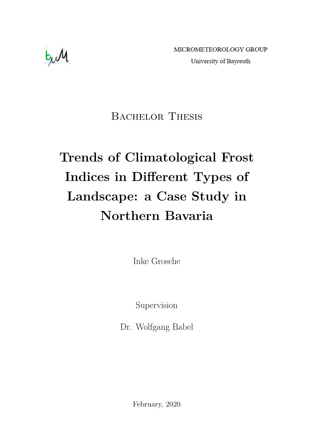 Trends of Climatological Frost Indices in Different Types of Landscape