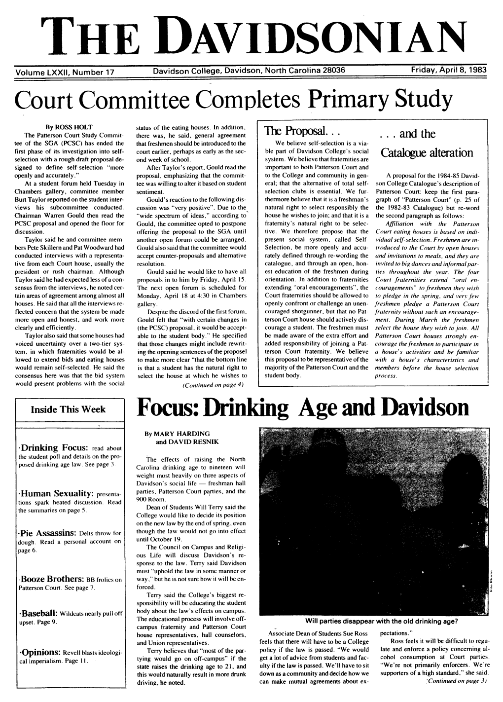 April 8,1983 Court Committee Completes Primary Study