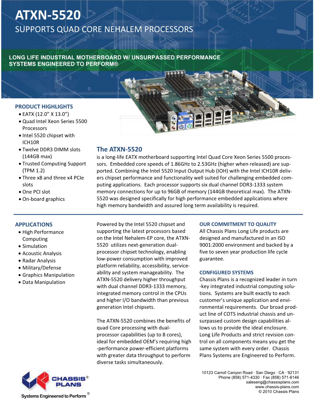 ATXN-5520 EATX Long Life Industrial Motherboard Nehalem