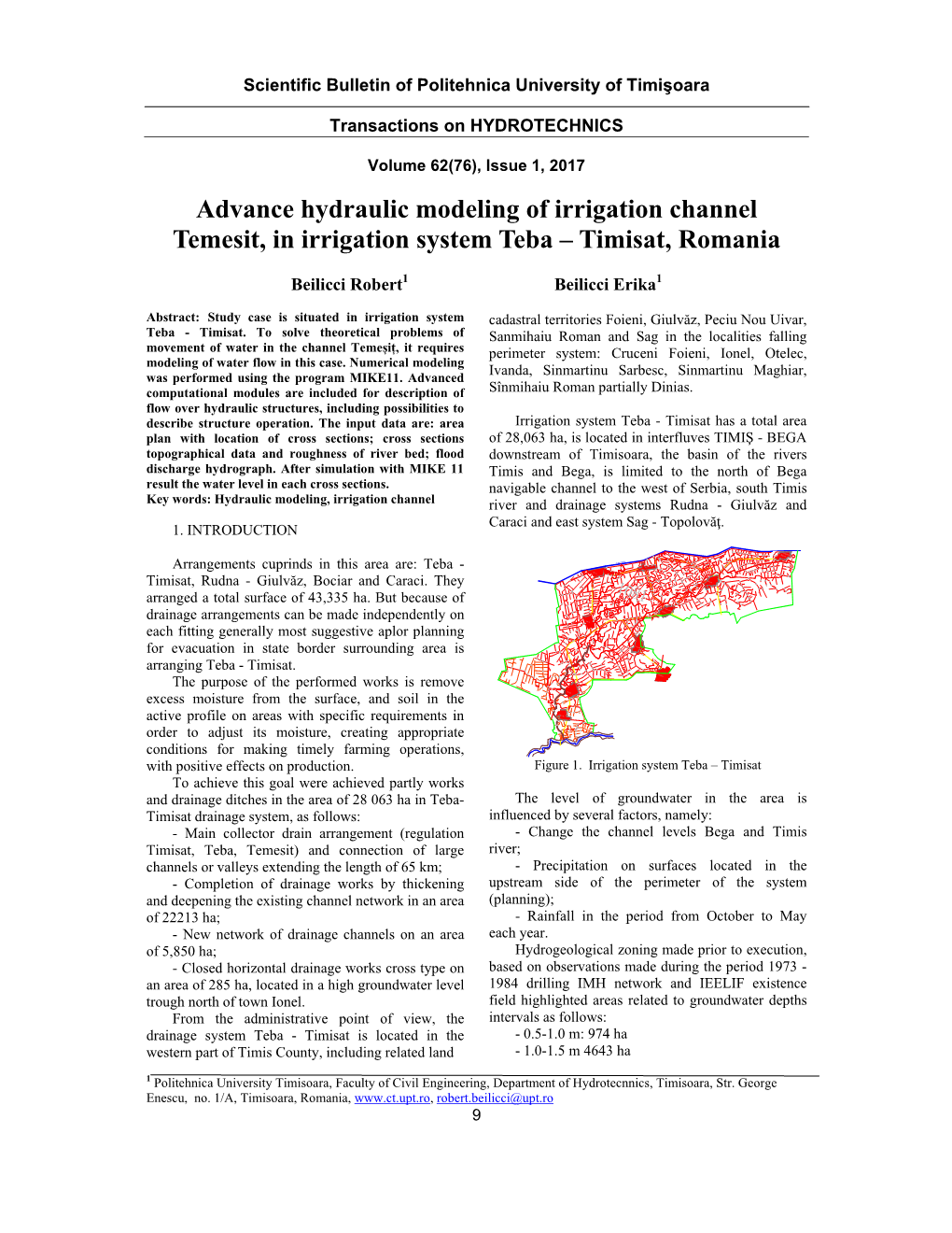 Advance Hydraulic Modeling of Irrigation Channel Temesit, in Irrigation System Teba – Timisat, Romania