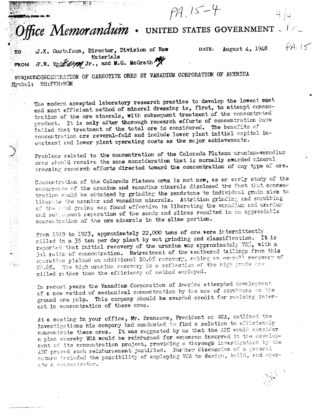 Fice Memorandum * UNITED STATES GOVERNMENT