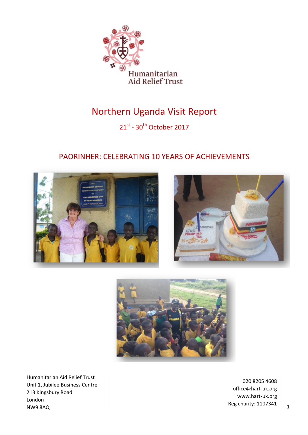 Northern Uganda Visit Report 21St - 30Th October 2017