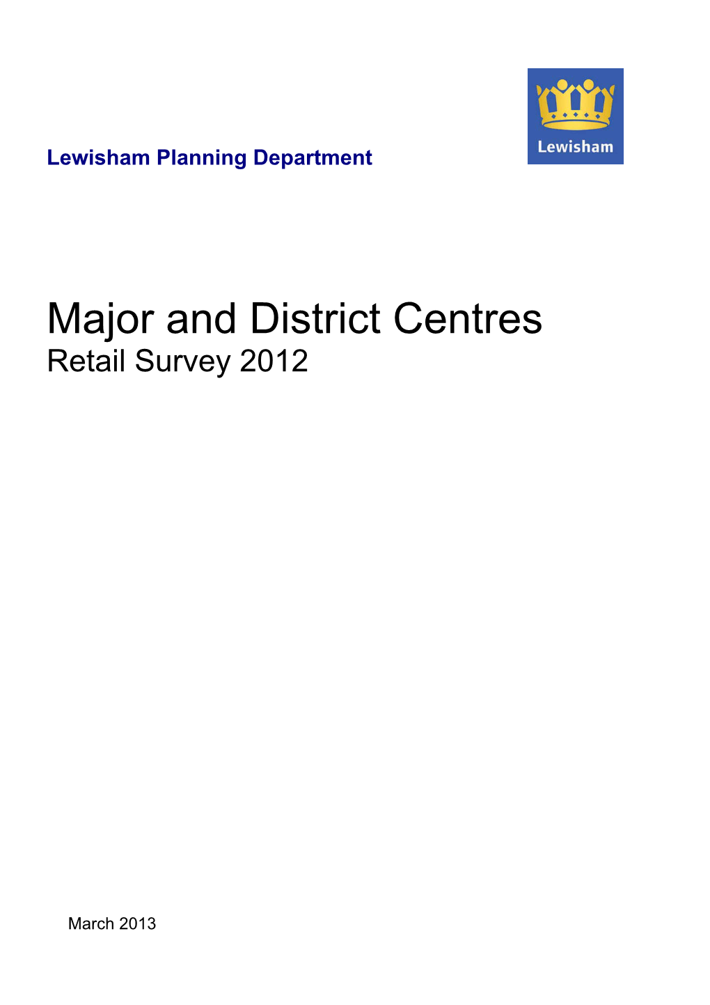 Major and District Centres Retail Survey 2012