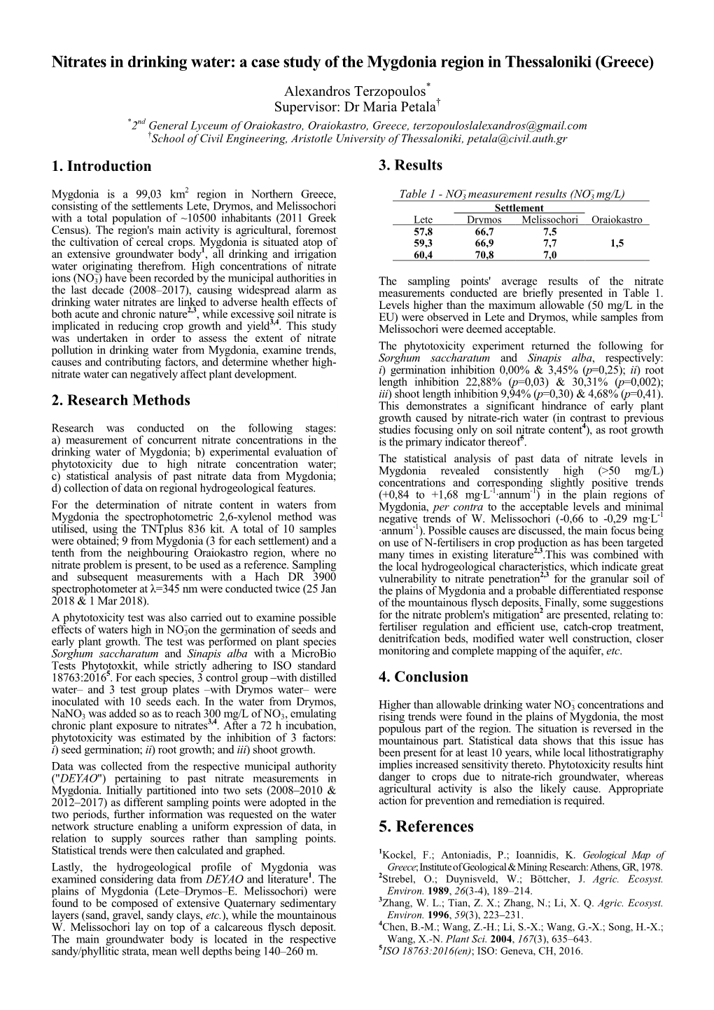 Nitrates in Drinking Water: a Case Study of the Mygdonia Region In