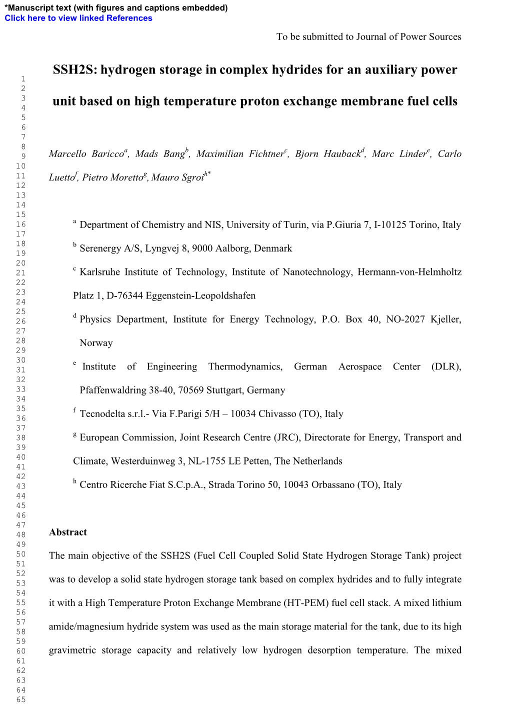 SSH2S: Hydrogen Storage in Complex Hydrides for an Auxiliary Power Unit