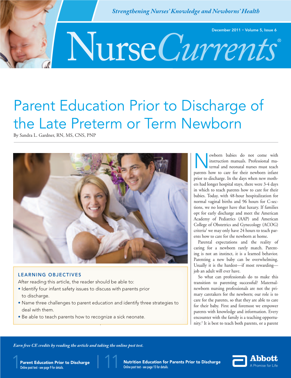 Parent Education Prior to Discharge of the Late Preterm Or Term Newborn