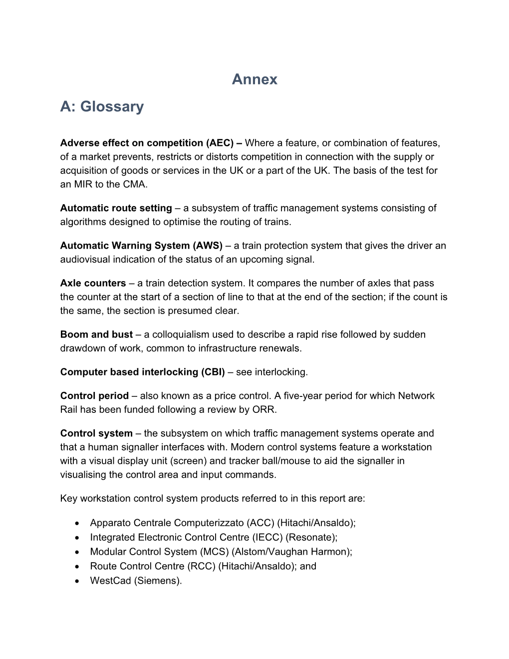 Signalling Market Study Update