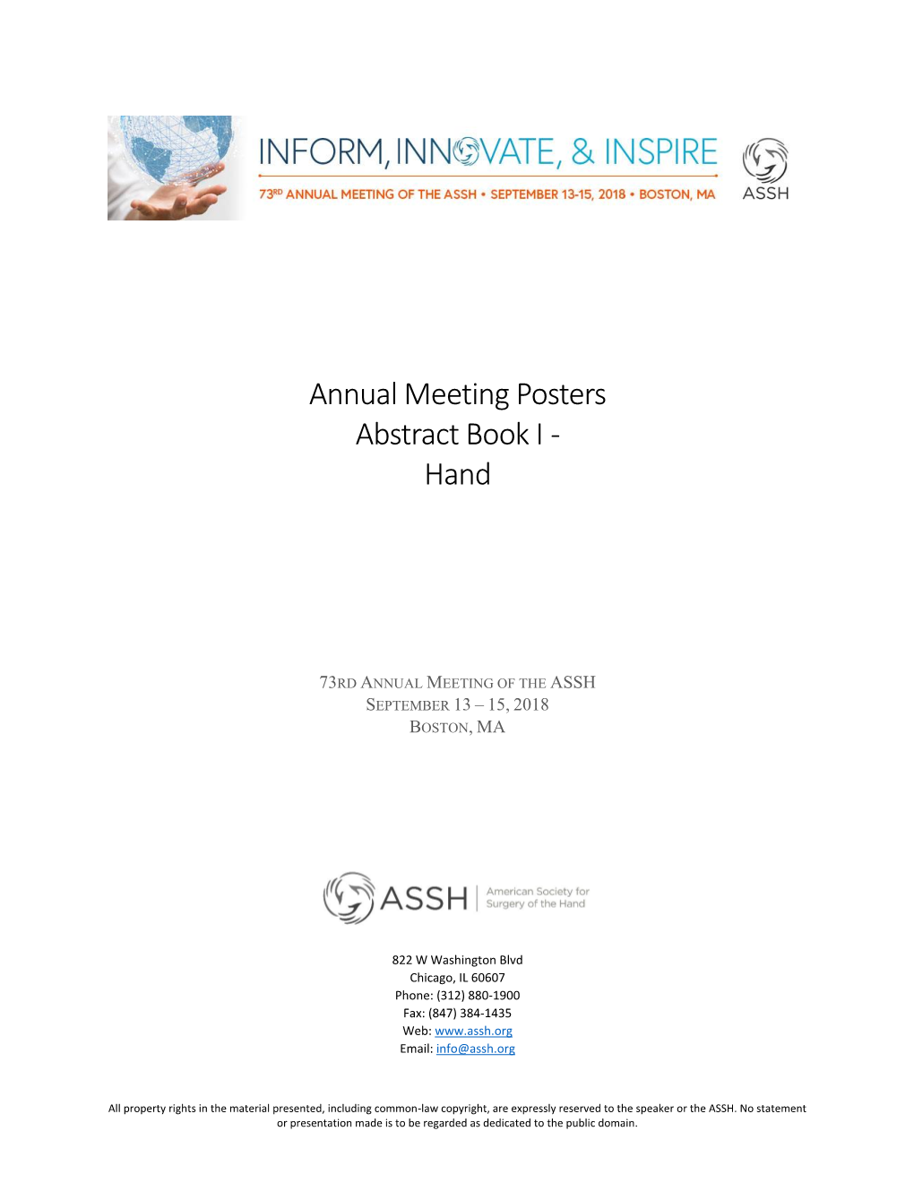 Annual Meeting Posters Abstract Book I - Hand