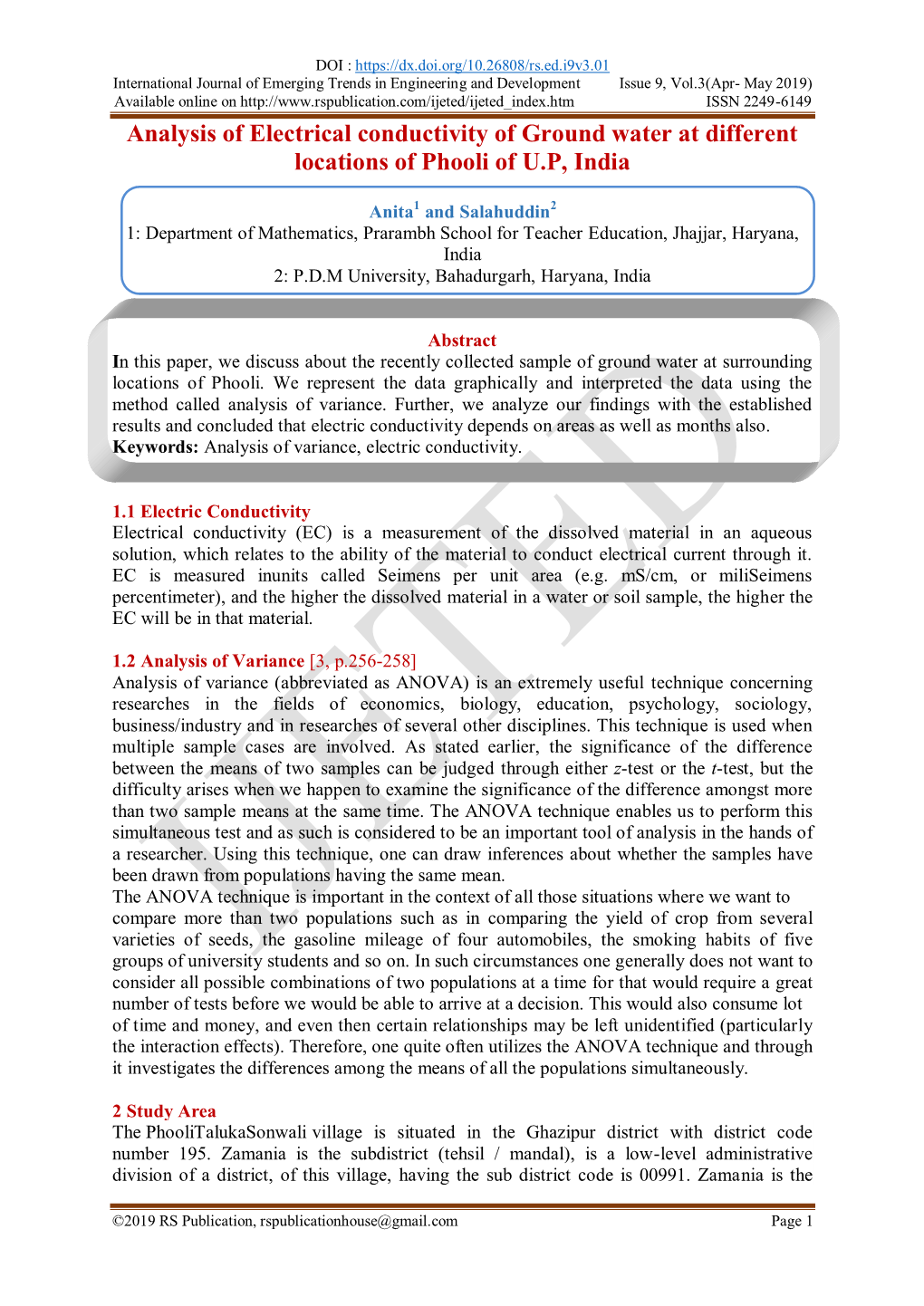 International Journal of Emerging Trends in Engineering and Development Issue 9, Vol.3(Apr- May 2019) Available Online