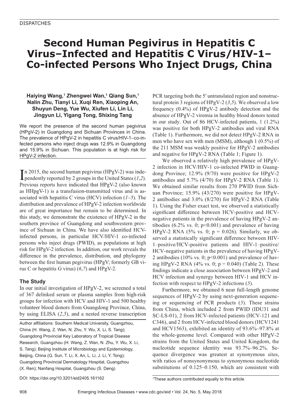 Co-Infected Persons Who Inject Drugs, China