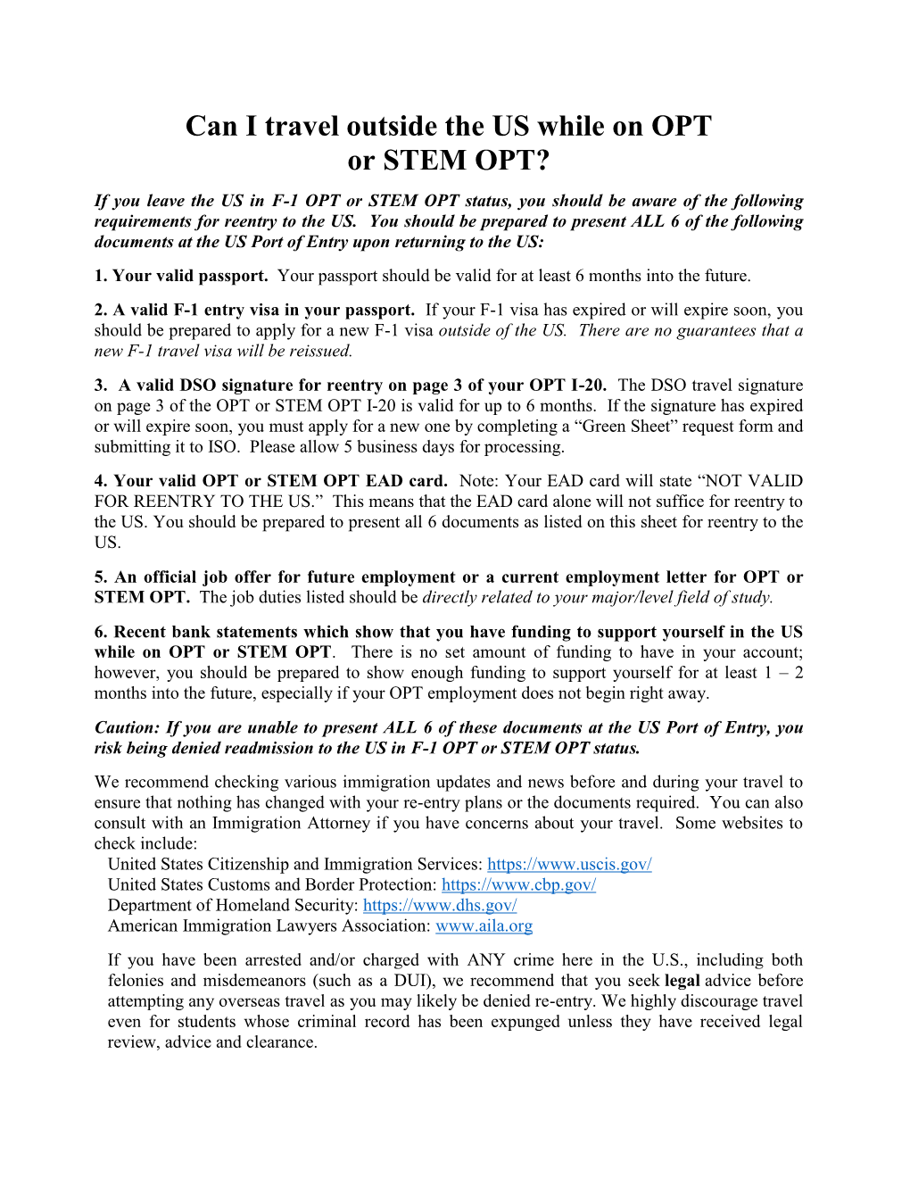 Can I Travel Outside the US While on OPT Or STEM OPT?