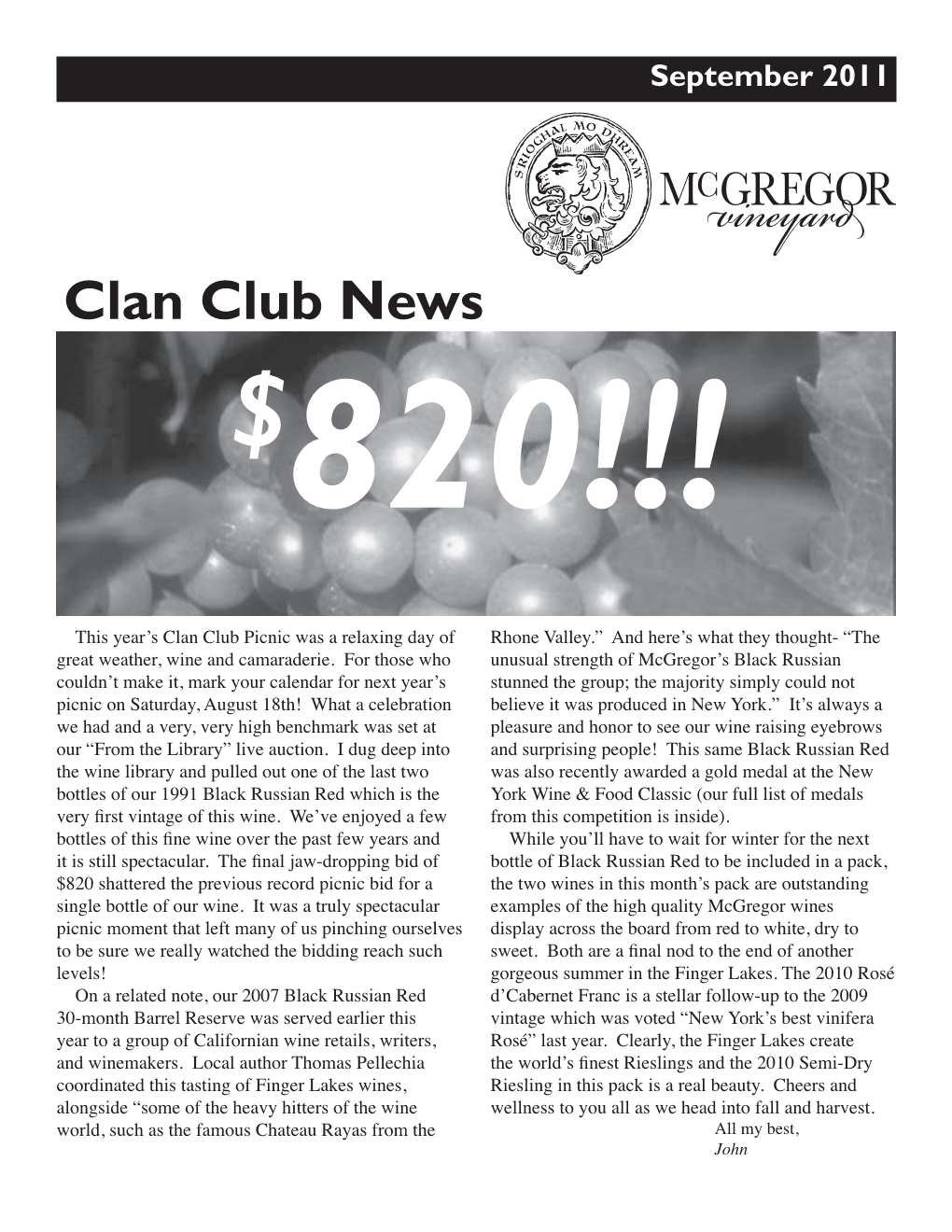 Clan Club News $820!!!