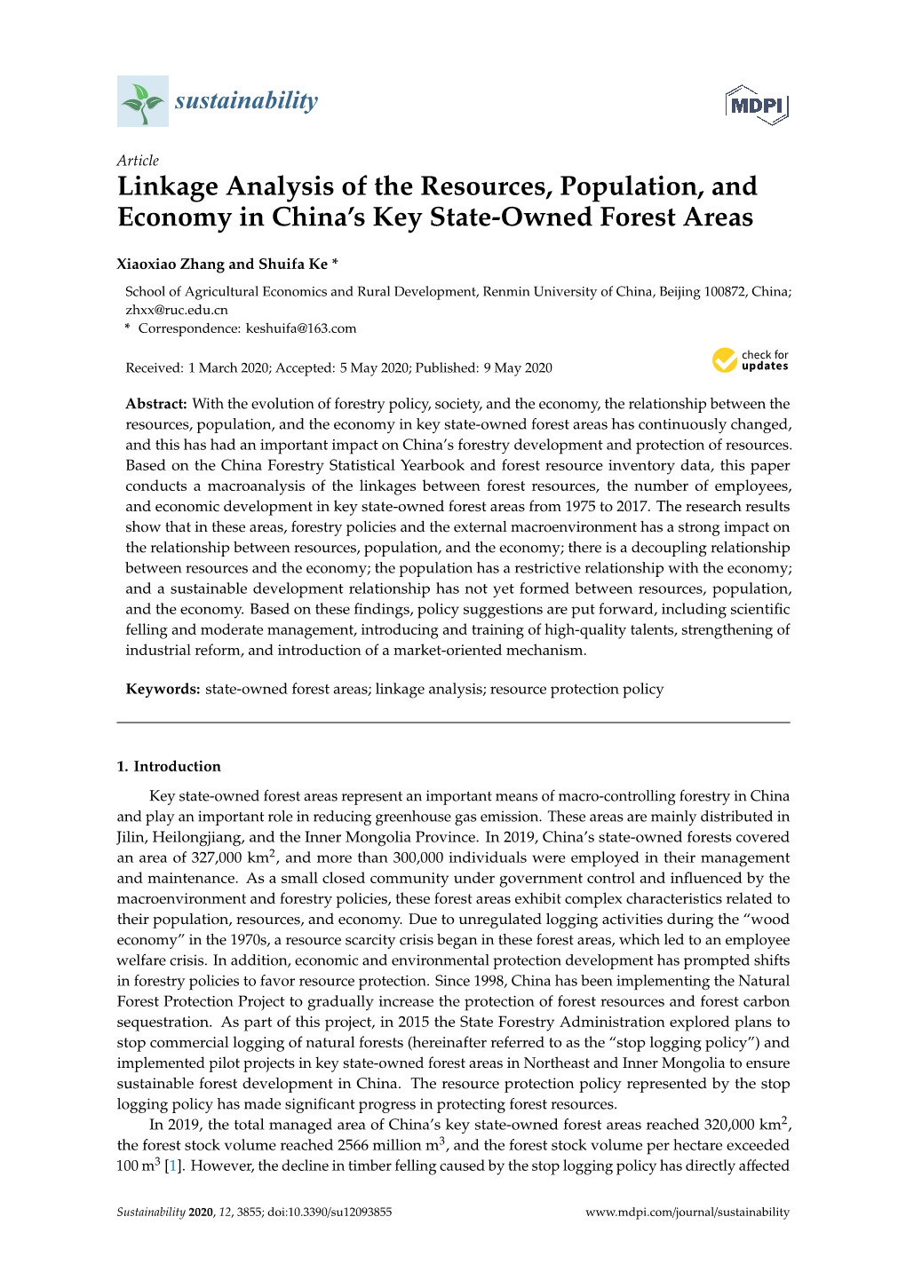 Linkage Analysis of the Resources, Population, and Economy in China’S Key State-Owned Forest Areas