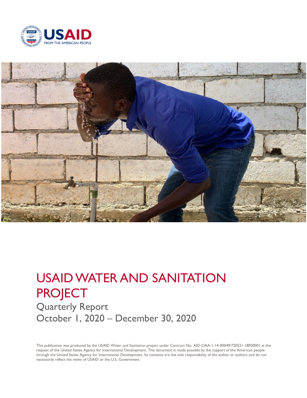 USAID WATER and SANITATION PROJECT Quarterly Report October 1, 2020 – December 30, 2020
