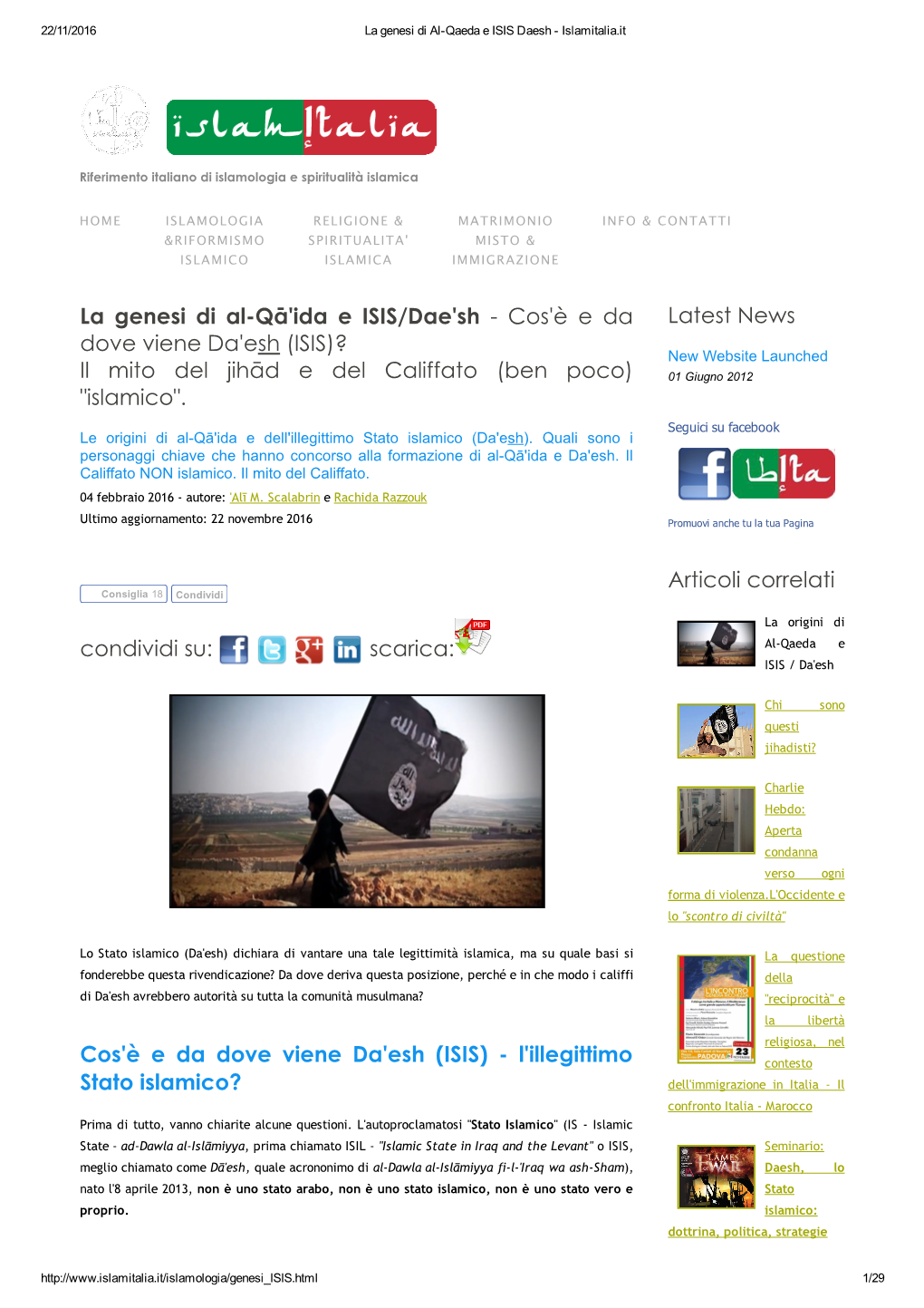 (ISIS)? New Website Launched Il Mito Del Jihād E Del Califfato (Ben Poco) 01 Giugno 2012 "Islamico"