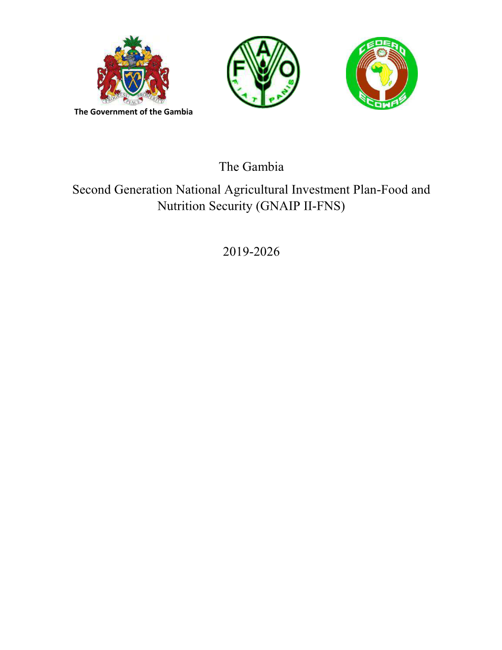 The Gambia Second Generation National Agricultural Investment Plan-Food and Nutrition Security (GNAIP II-FNS)