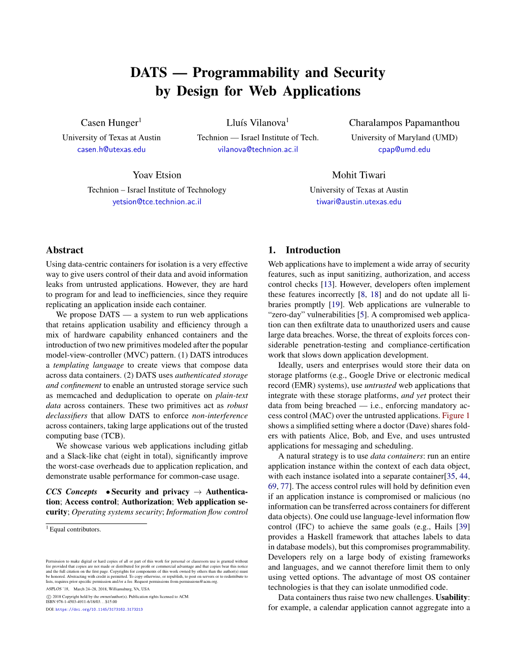 Programmability and Security by Design for Web Applications