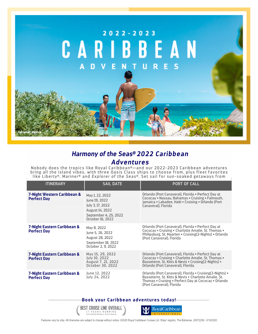 Harmony of the Seas® 2022 Caribbean Adventures