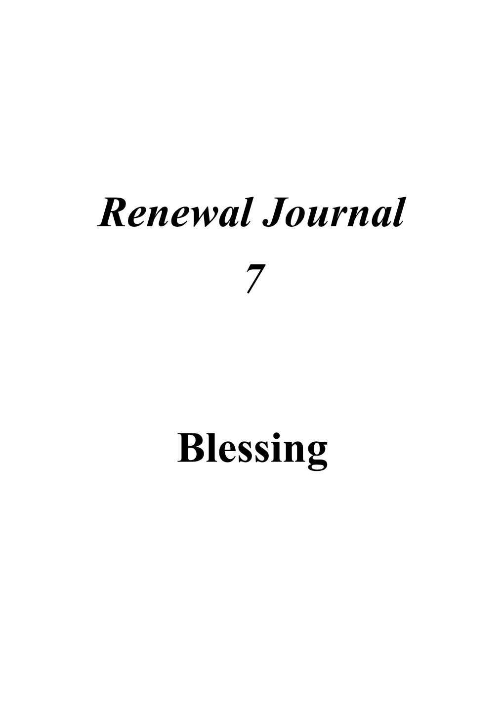 Renewal Journal 7 Blessing