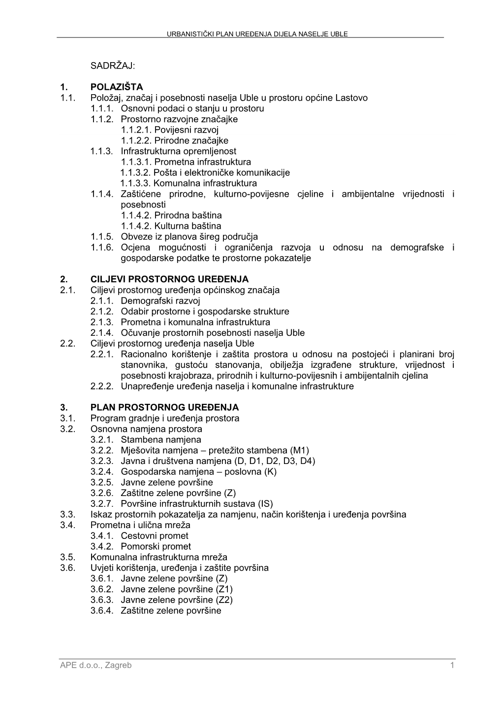 UPU Dijela Naselja Uble OBRAZLOZENJE