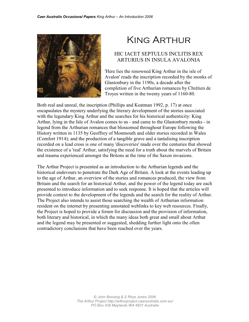 King Arthur – an Introduction 2006