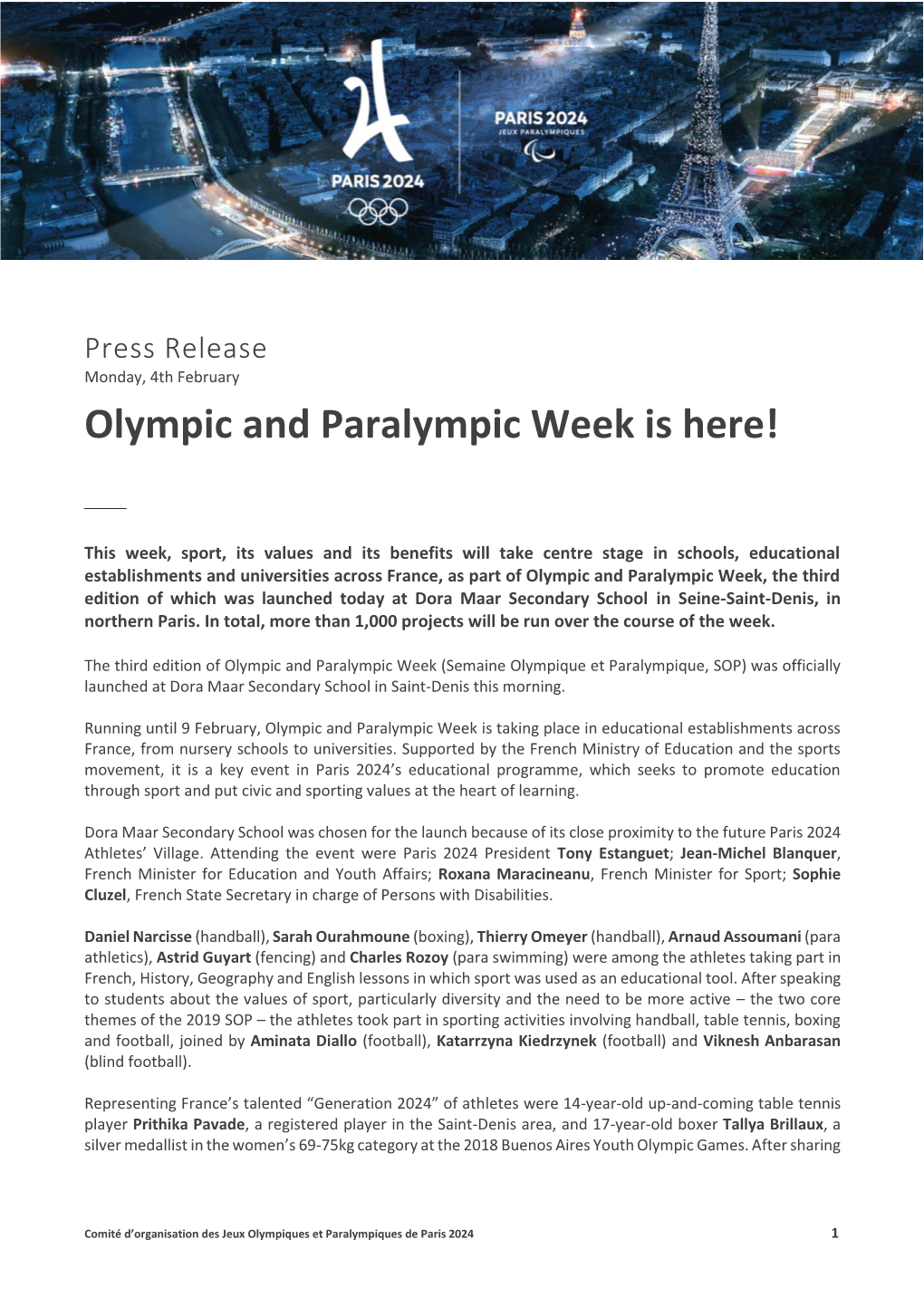 Olympic and Paralympic Week Is Here!