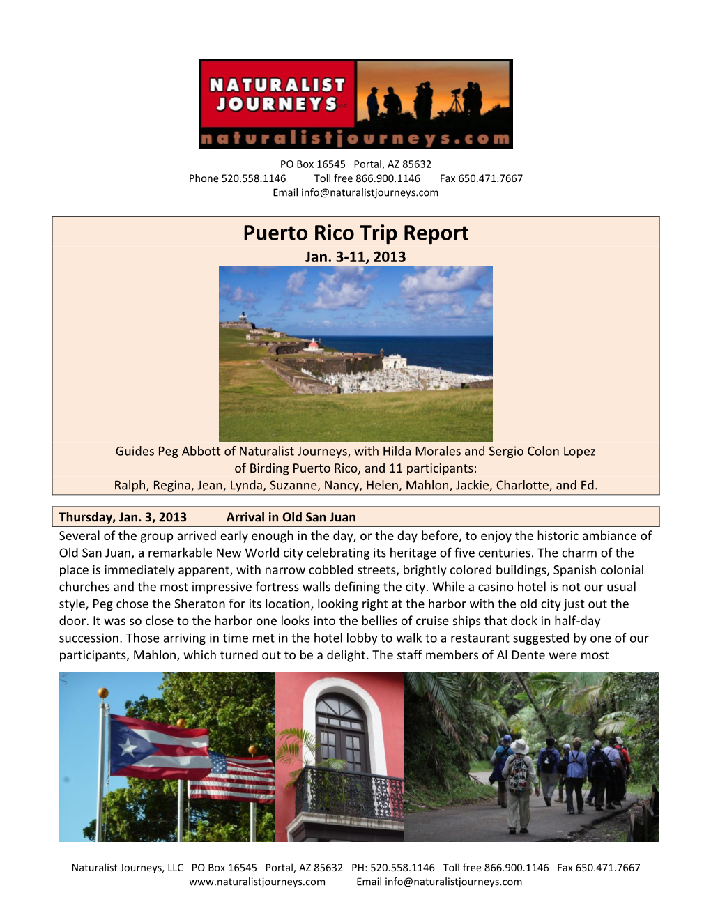 Puerto Rico Trip Report Jan