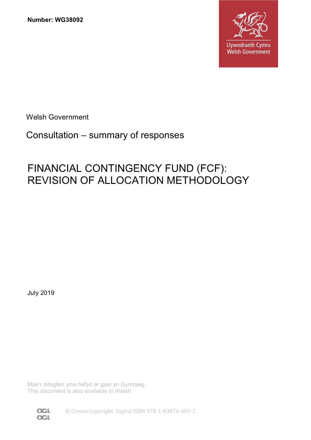 Financial Contingency Fund (Fcf): Revision of Allocation Methodology