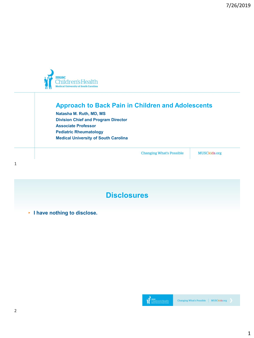 Approach to Back Pain in Children and Adolescents Natasha M