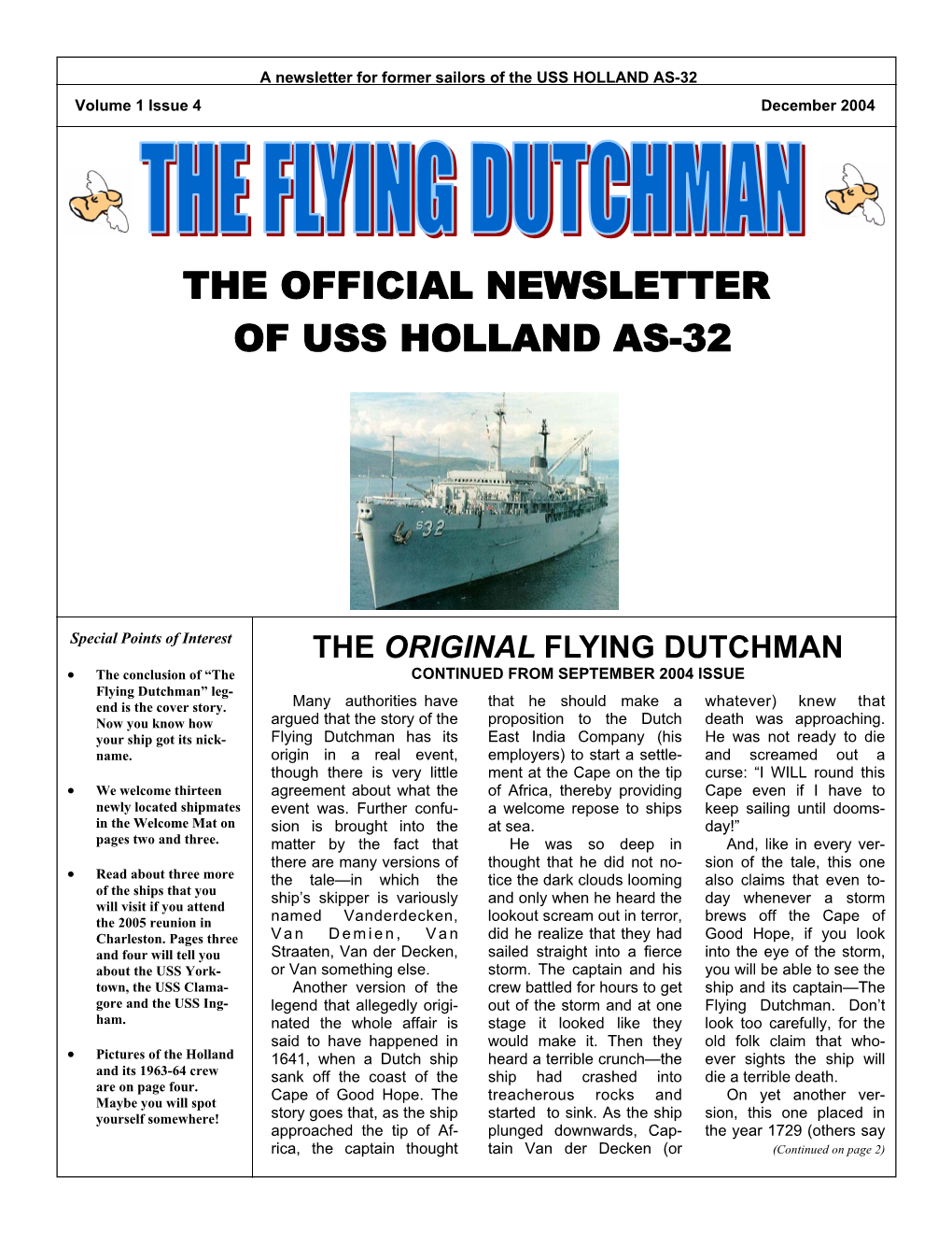 The Flying Dutchman Newsletter