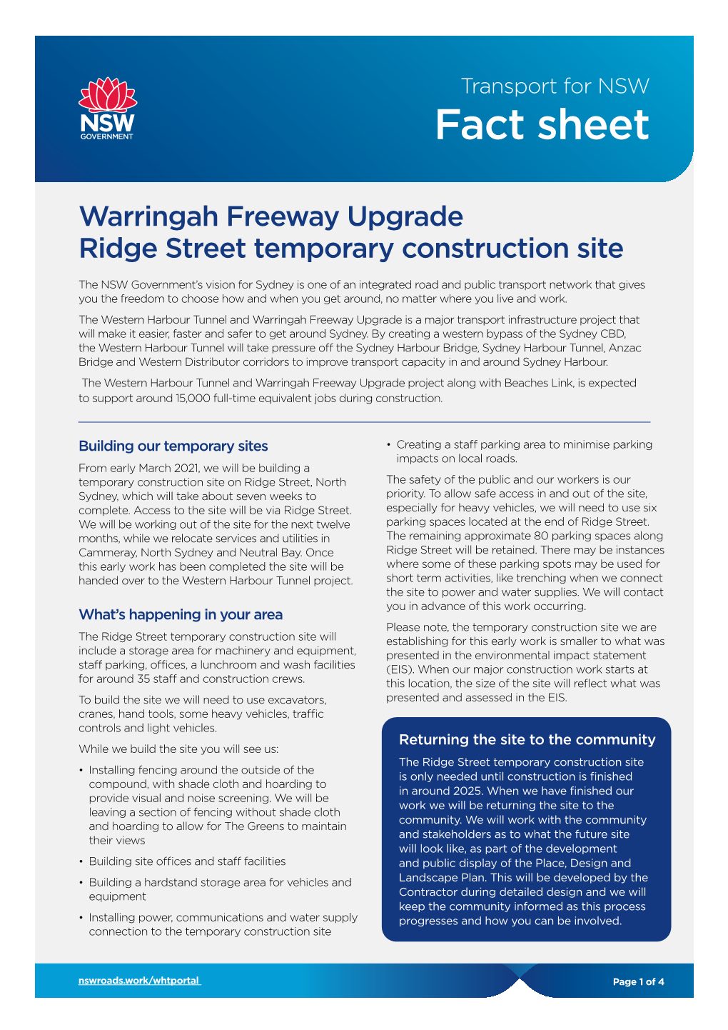 Ridge Street Temporary Site Compound Factsheet