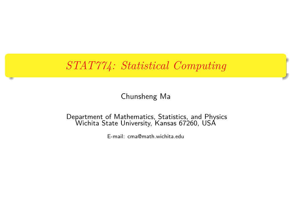 Statistical Computing