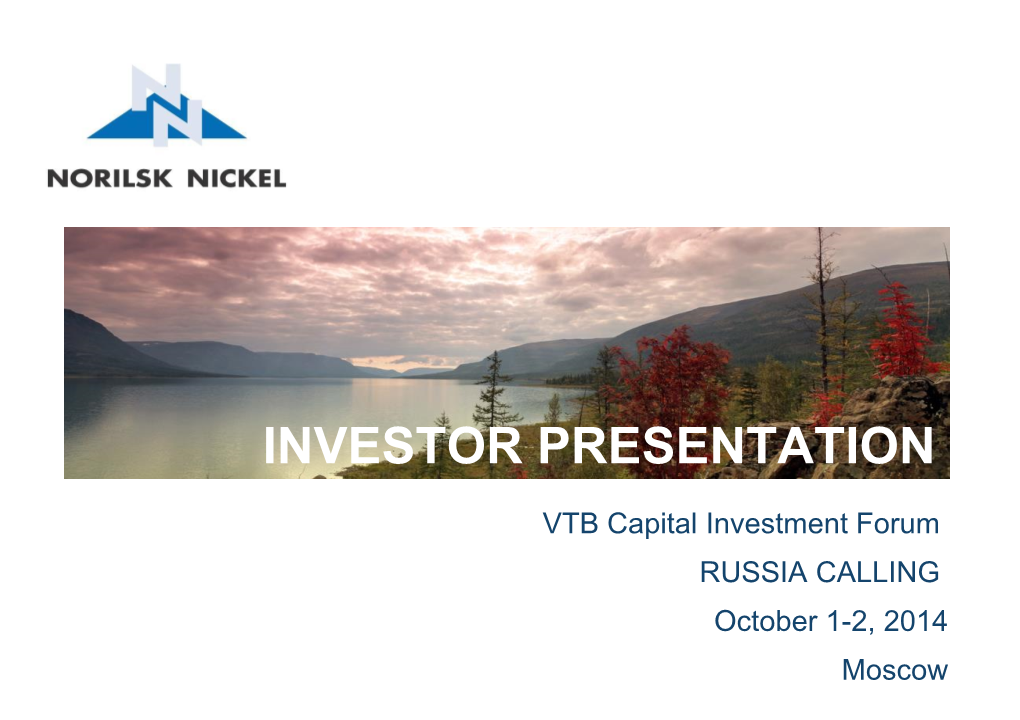 Investor Presentation VTB Capital Investment Forum