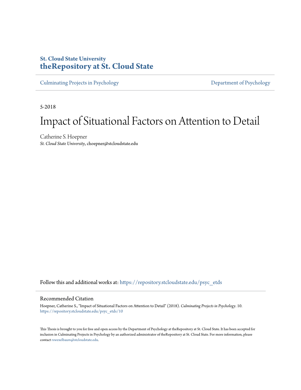 Impact of Situational Factors on Attention to Detail Catherine S